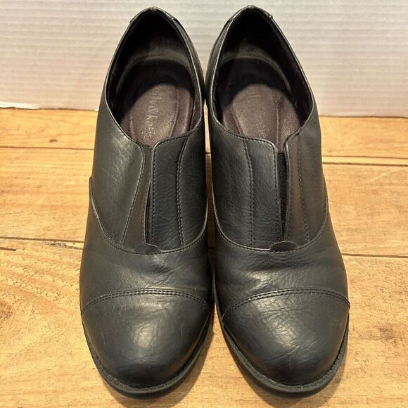 Kelly & Katie Womens Matte Black Faux Leather Slip On Booties Size 7.5 - Picture 6 of 10